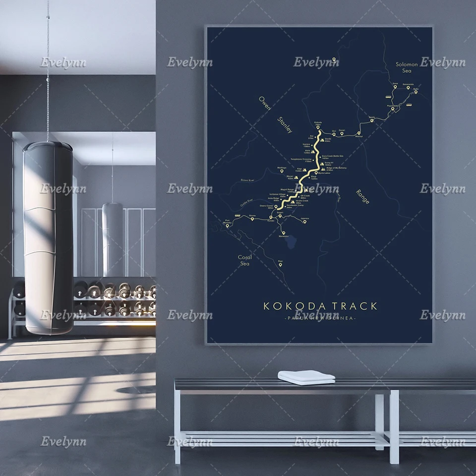 Карта путешествий Kokoda | Постер Папуа-Новая Гвинея Вспомните ваши приключения