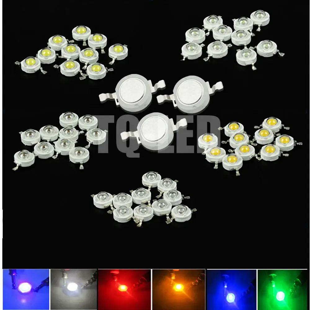 

10pcs 1W 3W High Power LED Light-Emitting Diode LEDs Chip SMD Warm White Red Green Blue Yellow For SpotLight Downlight Lamp Bulb