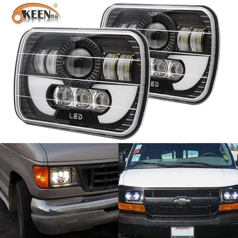 OKEEN 60 Вт прямоугольные 7 ''светодиодные фары 6052 6054 H5054 H6054 светодиодные DRL