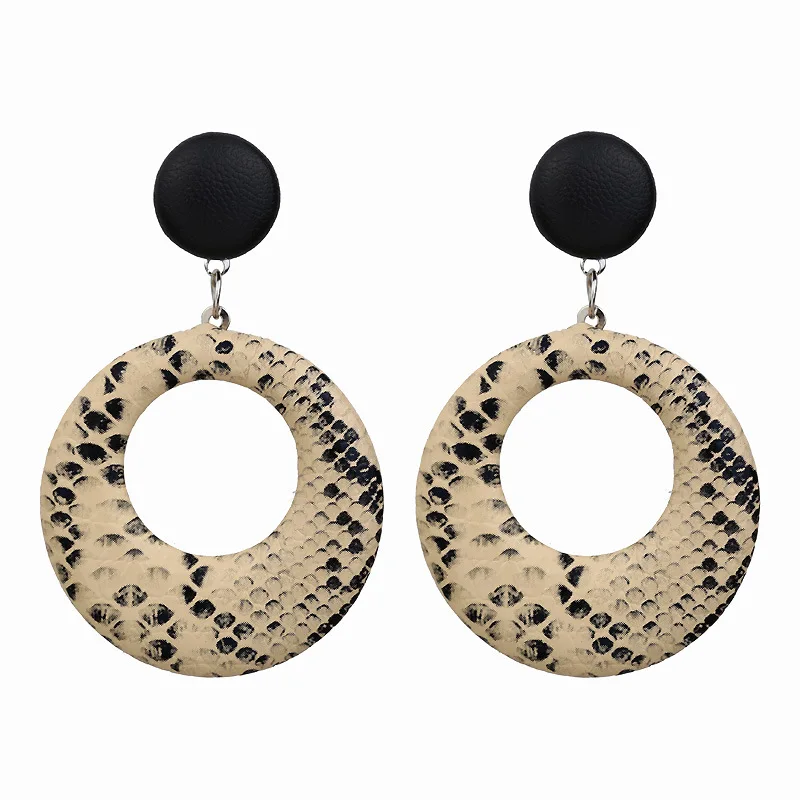 Женские модные серьги с змеиным узором большие круглые тренд для людей