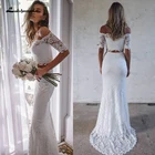 Свадебное платье-бохо в богемном стиле с короткими рукавами комплект из двух предметов кружевное свадебное платье для женщин элегантные пляжные в простом стиле; robe de Mariage