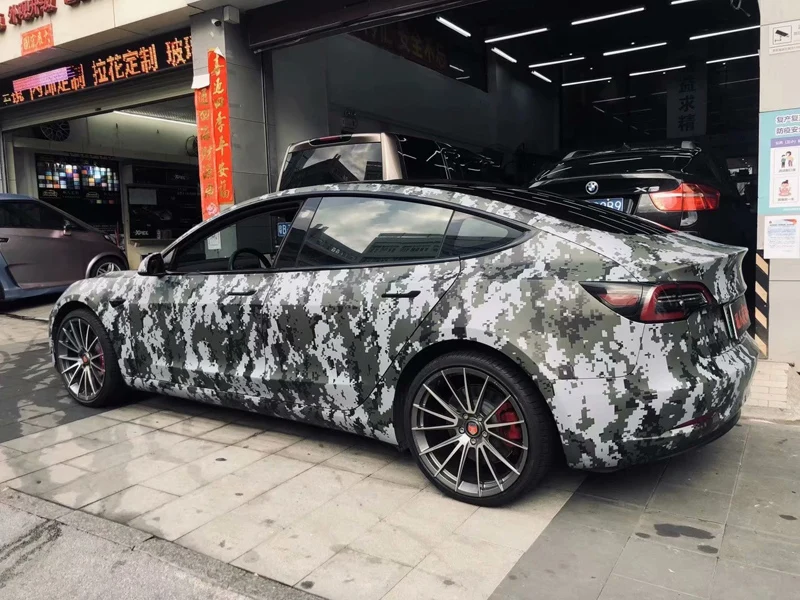 Green Digital Car Wrap Sticker Pixel Camouflage Vinyl Film With Air Release Self Adhesive Motors Wrapping Foil | Автомобили и