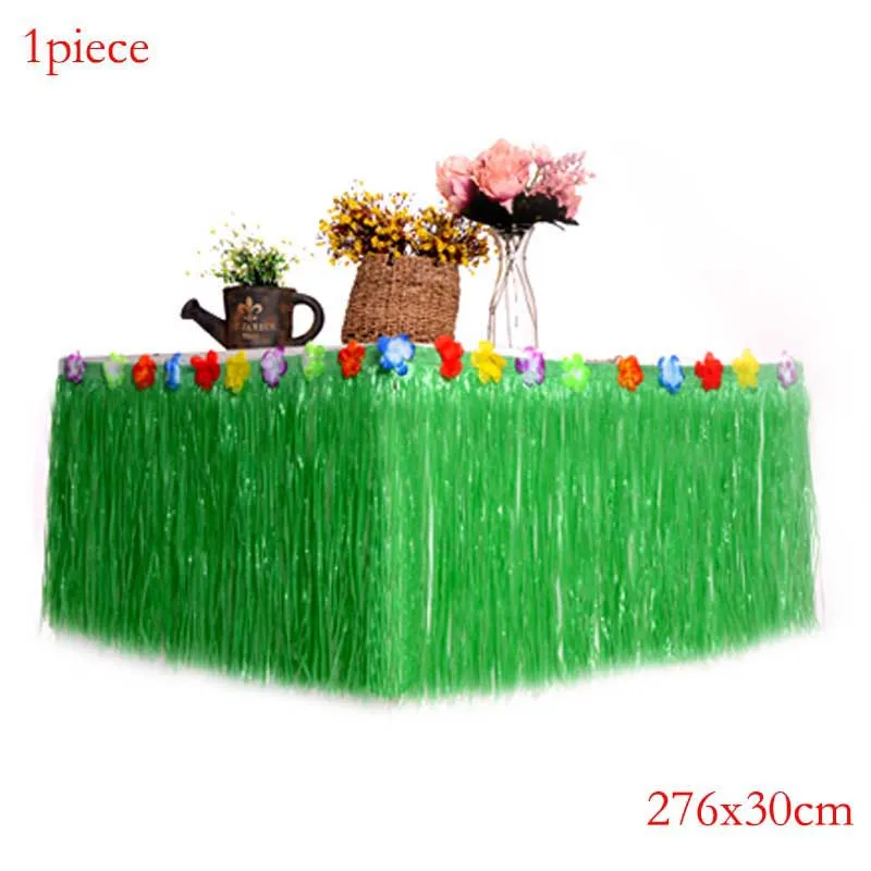 275x30cm green Гавайские вечерние ожерелья с гавайским ожерельем, платье, юбка для стола, гирлянда с фламинго для девочек, аксессуары для дня рождения - Цвет: 275x30cm green