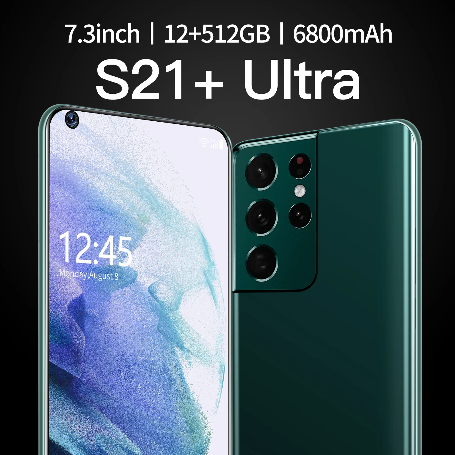 

S21+Ultra Smart Phone 7.3 Inch HD Full Screen 12GB+512GB 24+48MP 6800mAh Fingerprint ID 1440*3040 Cell Phone 10 Core Celular