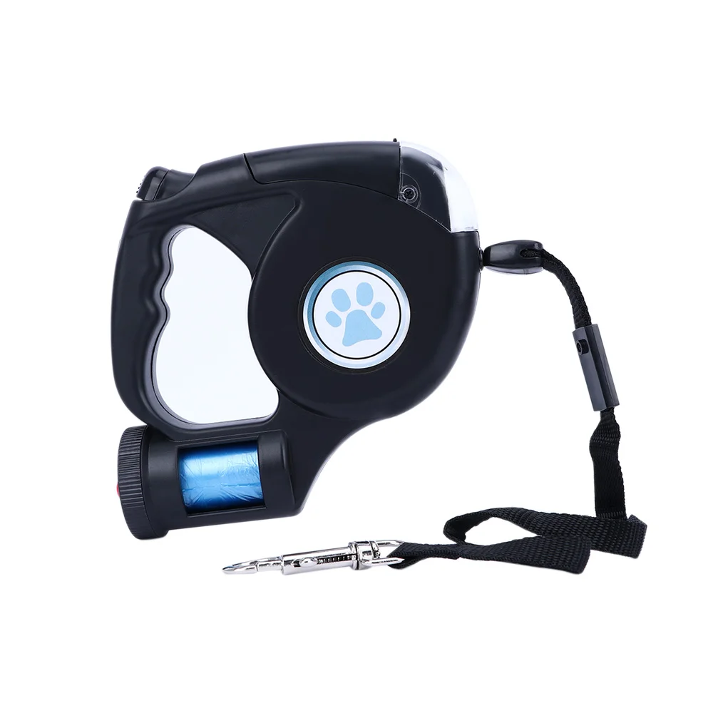 3 в 1 Многофункциональный светодиодный фонарик поводок для собак выдвижной