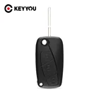 Раскладной брелок KEYYOU 10x для FIAT 3 Button Punto Ducato Stilo, Panda Bravo Navy, черный складной пульт дистанционного управления, чехол, Обложка декодер SIP22, лезвие