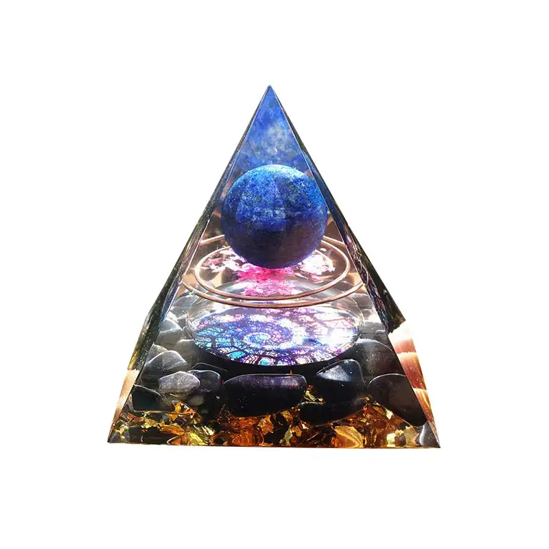 

Orgonite Pyramid Amethyst Crystal Sphere With Obsidian Natural Cristal Stone Orgone Energy Healing Reiki Chakra Multiplier 60mm