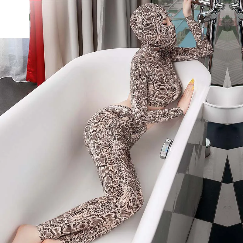 Комплект из двух предметов облегающий костюм змеиной кожи питона укороченный