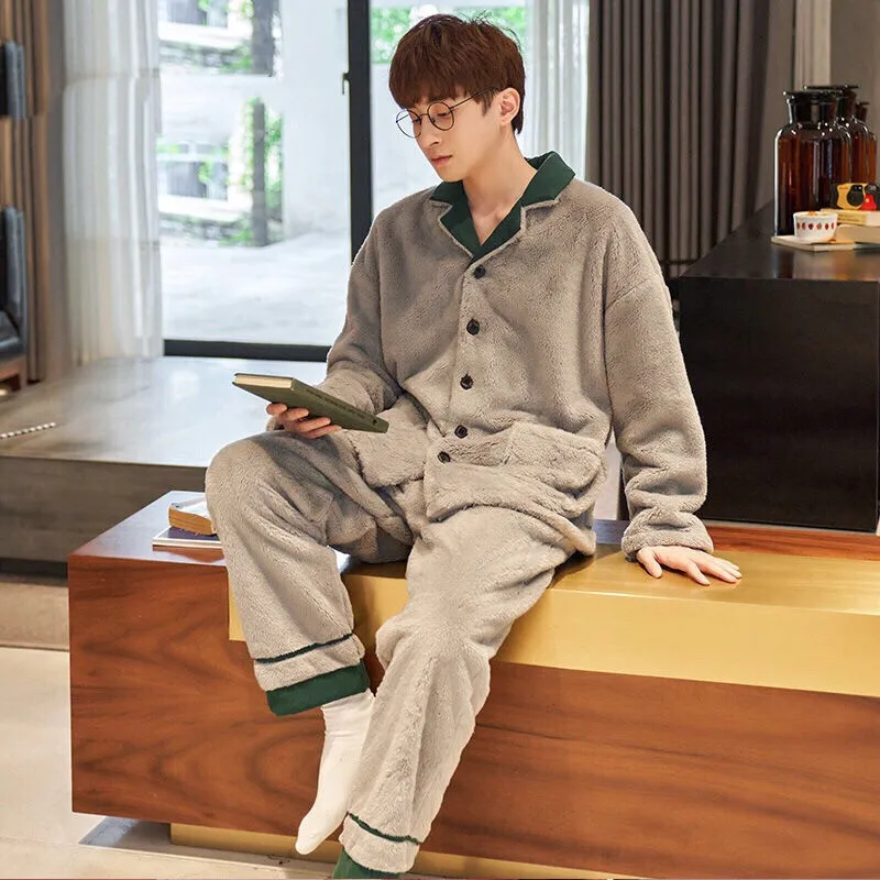 

2 шт., зимняя утепленная Фланелевая пижама с длинным рукавом