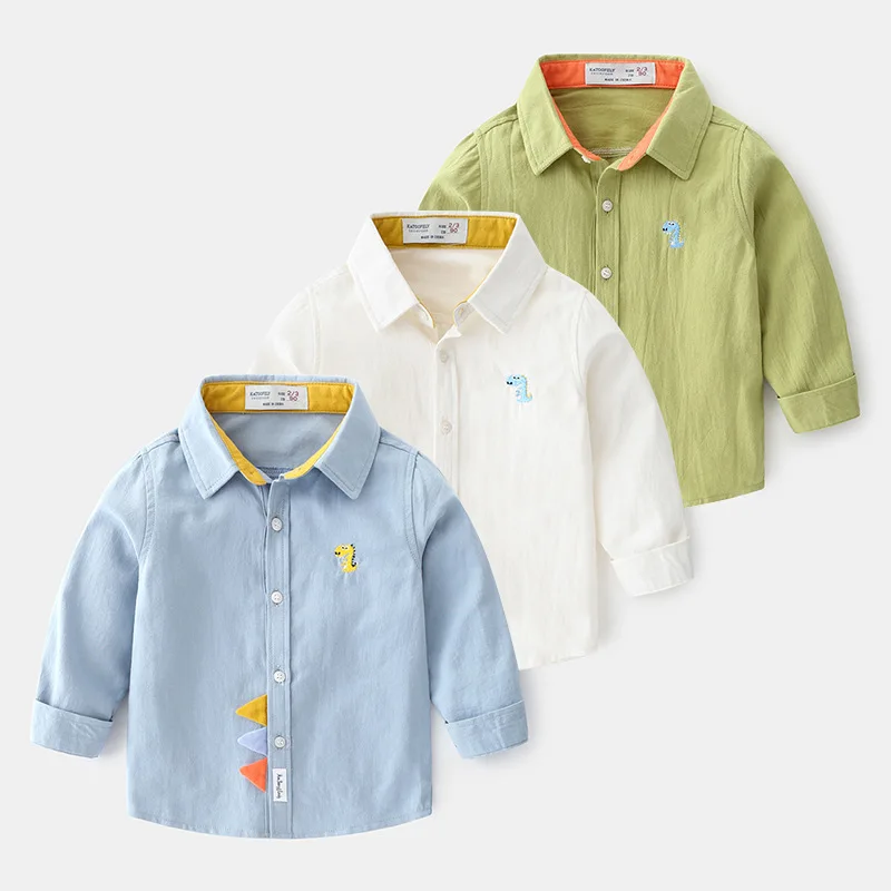 

2022 New Spring and Autumn Children Clothing Boys and Girls Lapel Design Fashion Multicolor Cute Cartoon Cotton Shirt 3-10Y
