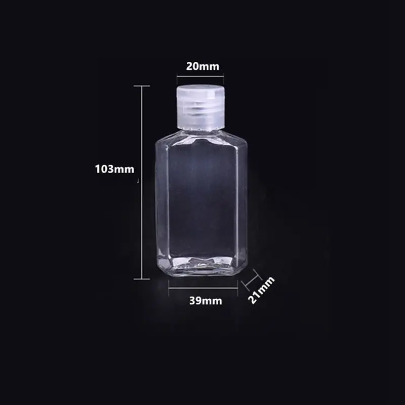

10pcs 50ml Transparent Empty Plastic Bottles Hexagonal Flat Bottle Flip Bottle Squeezable Travel Bottle ZXX1103