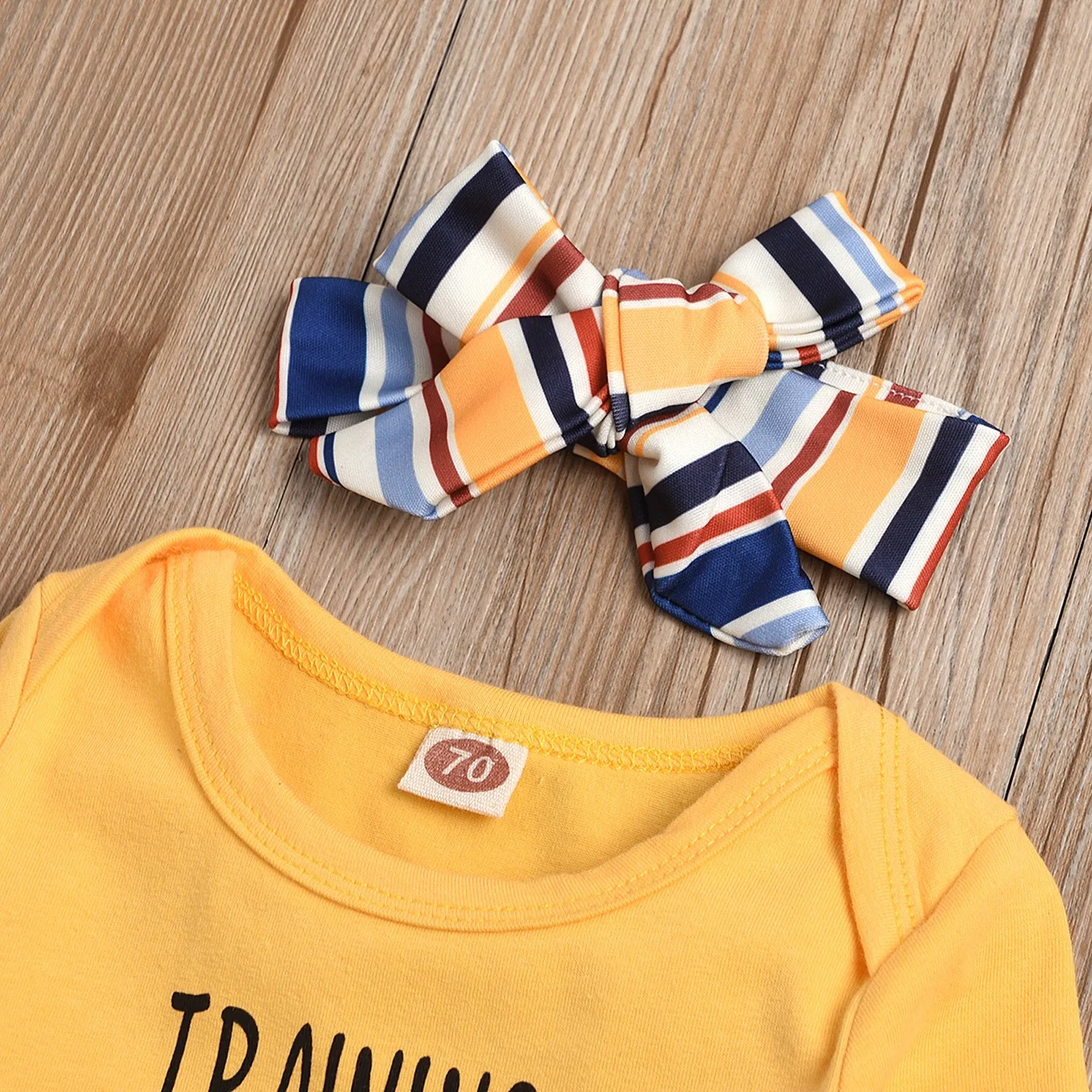 

Toddler Set Outfits Kid Baby Stripe 2020 Fashion Autumn Winter Cartoon Print O-Neck Pullover Tops Pants Headbands 2Pcs Clothes