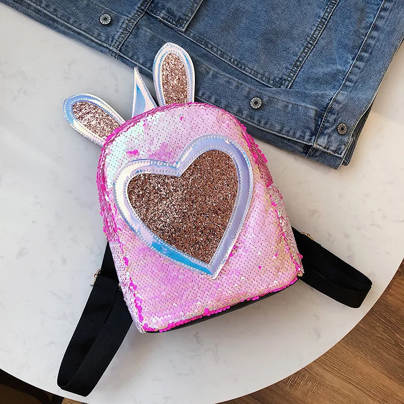 2020 New Cartoon Cute Backpack Girls Children's School Bags Sequins Heart-shaped Backpack Large Kawaii Schoolbags Kids BackPack