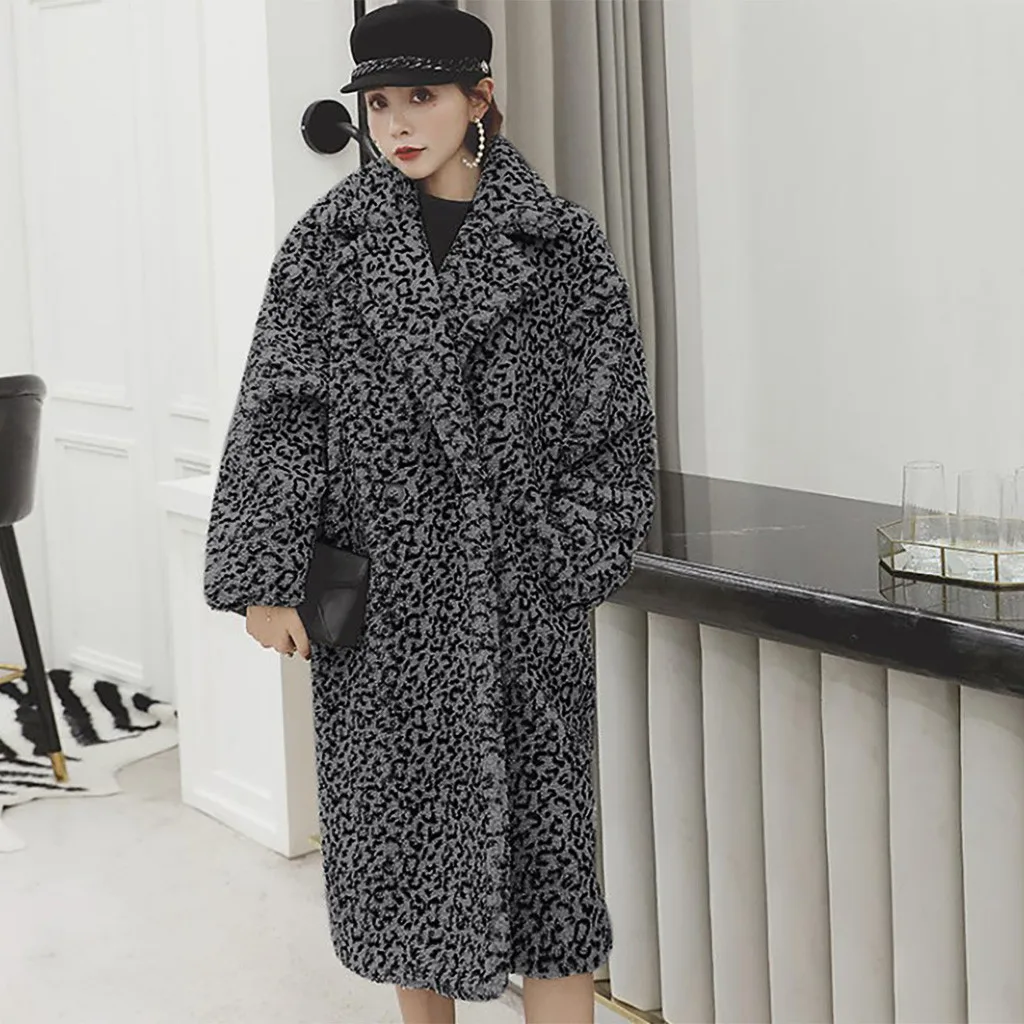 Женское пальто JAYCOSIN с леопардовым принтом модное осенне-зимнее женское из