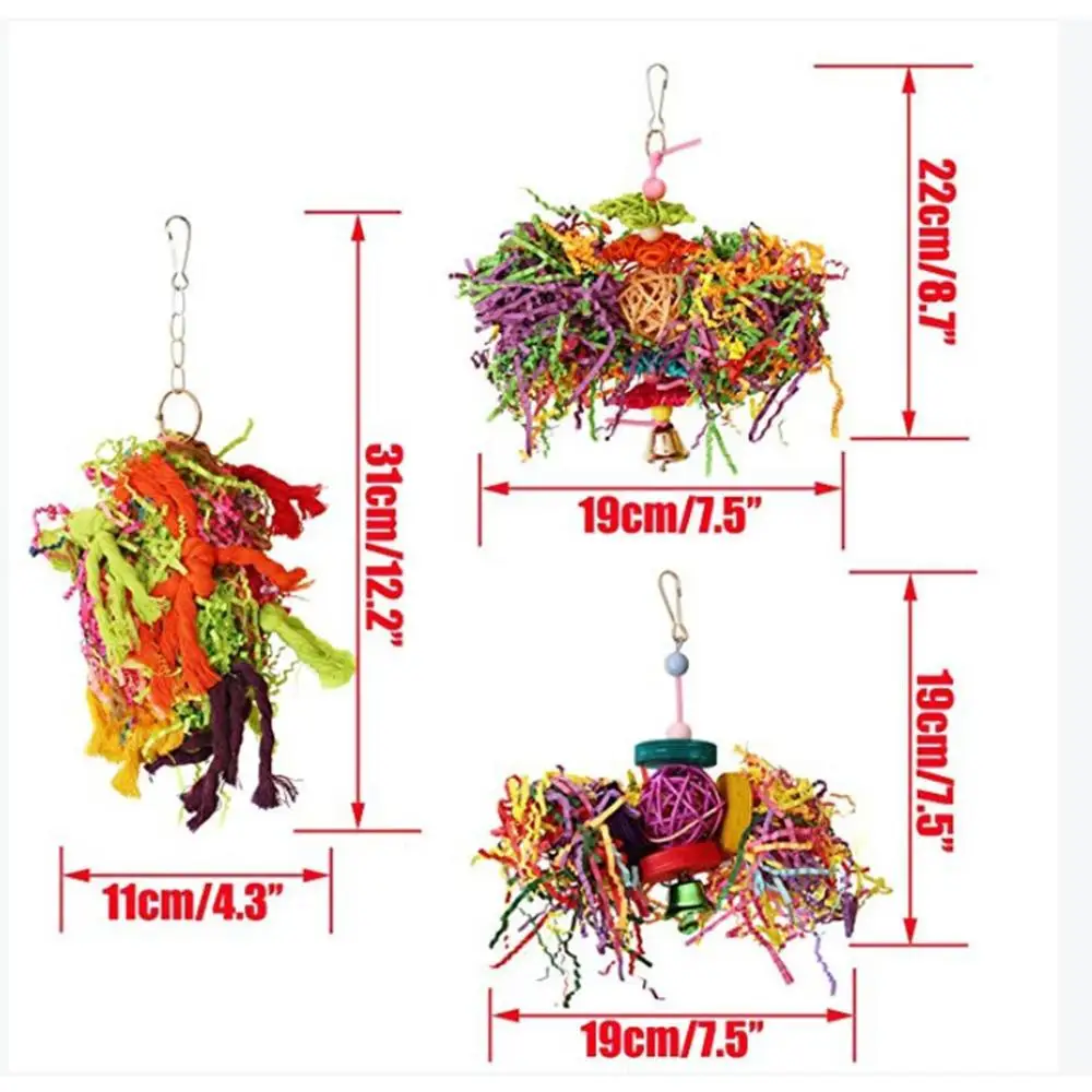 

4pcs Bird Toys Parrot Chew Toys Parrot Cage Shredder Toy Foraging Hanging Toy for Cockatiel Conure African