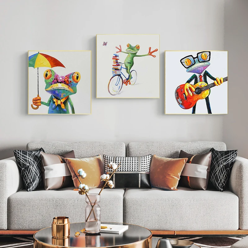 

Abstract Cartoon Frog Wall Art Canvas Painting Prints Pictures Posters Graffiti Book Bike Kids Room Living Room Home Decoration