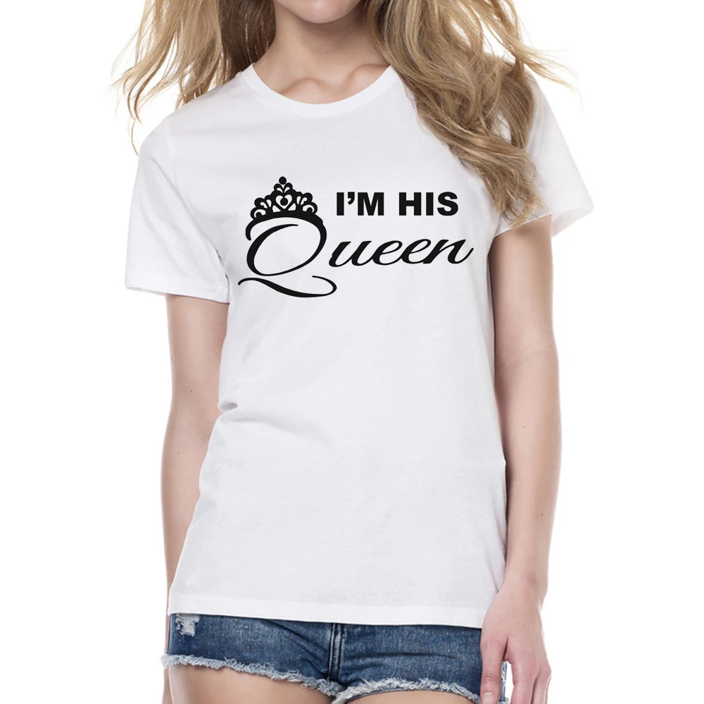 Лето 2019 футболка для пары с надписью Футболка любителей вина KING QUEEN Crown женские и