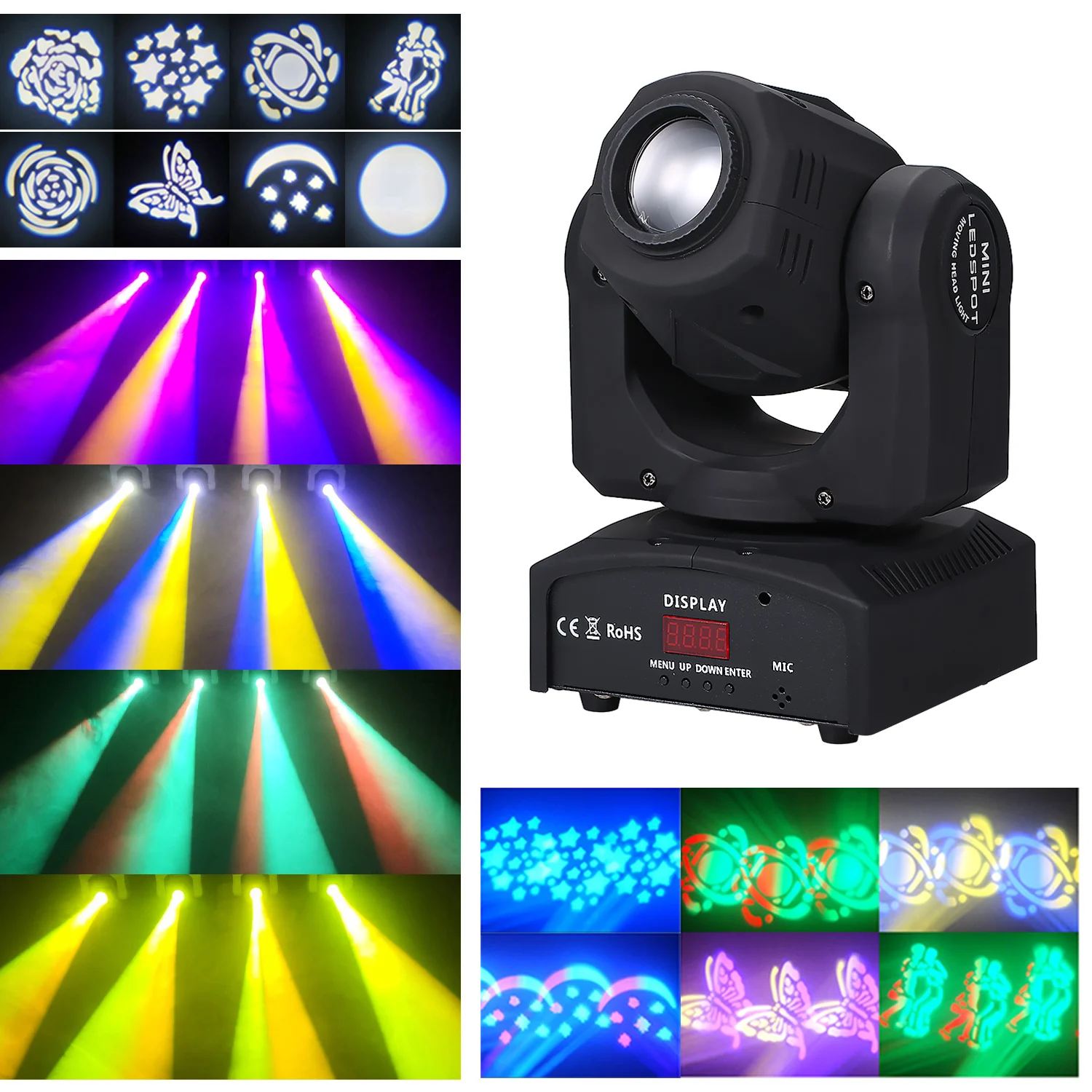 Светодиодный фонарь 90 Вт вращающийся 8 узоров RGB сценическая лампа праздничное