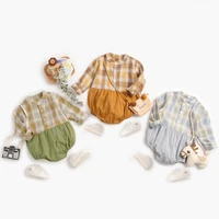 lilihirl summer cotton long sleeve baby boys bodysuits plaid casual toddler boys clothes autumn infants clothing