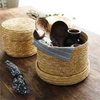 handmade straw woven storage basket with lid snack organizer storage box laundry baskets rattan storage flower baske home