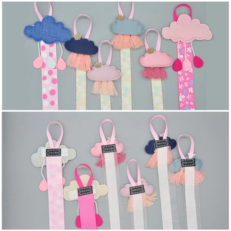 

New Candy Color Baby Girls Headband Grosgrain Ribbon Hair Accessories Cartoon Cloud Tassel Long Hair Clip Children Hair Strap