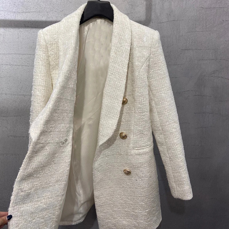 

Spring Autumn Tweed Jacket For Women Brand Elegant High Luxury Long Sleeve Jacket Coat