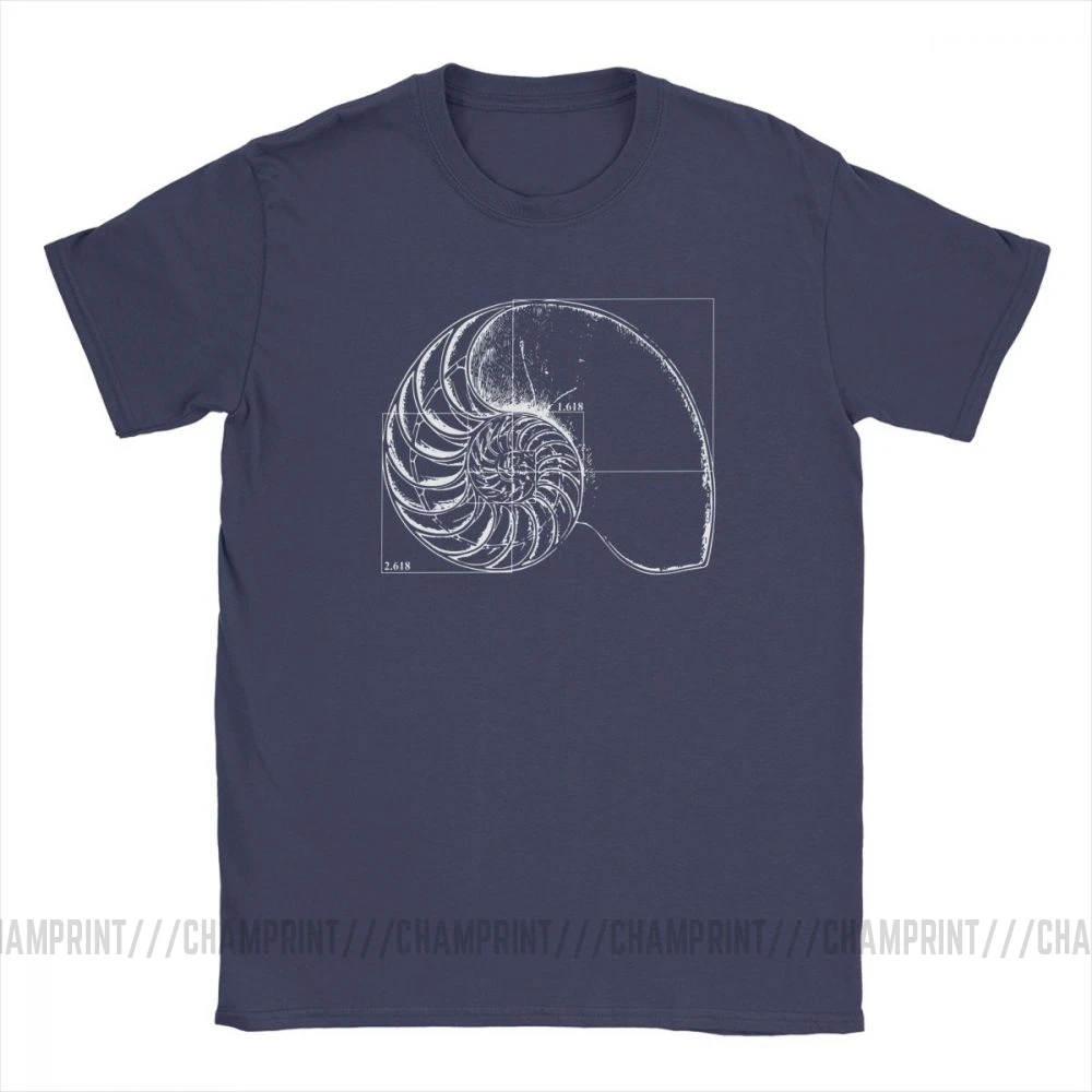 Мужские футболки Fibonacci On A Nautilus Shell повседневные с короткими рукавами