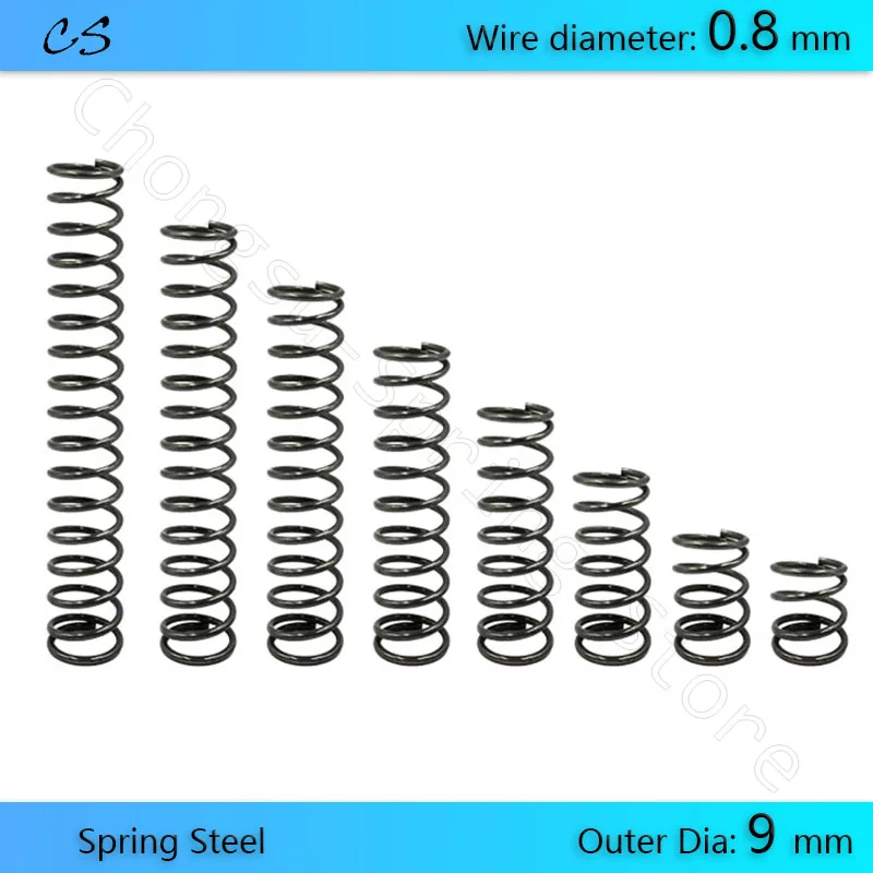 

5Pcs 0.8mm Compression Springs Pressure Spring Wire Dia 0.8mm Outer Dia 9mm Length 10 15 20 25 30 35 40 45 50 60 70 80 90 100mm