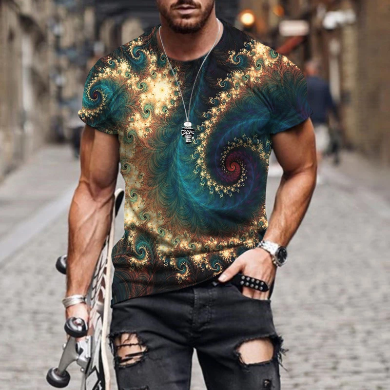 

Men's T-shirts Abstract Circle Pattern 3D Printed Tee Short Sleeve Shirt Men's Reflector Top