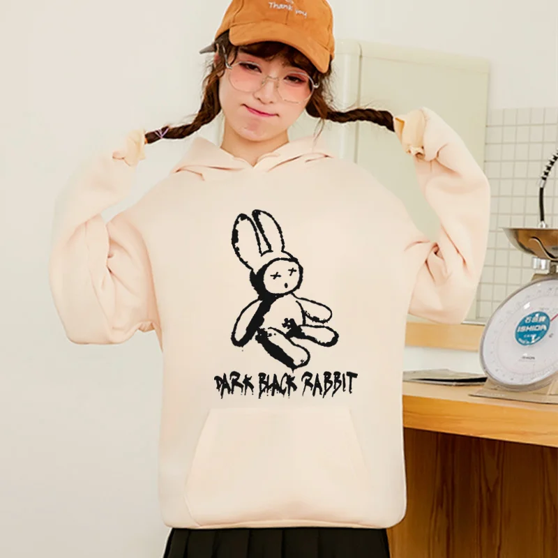 

2021 Autumn Winter Women Hoodies Kawaii White Rabbit Fashion Hoody Casual Warm Sweatshirt Hoodies For Girls Clothing Pullover