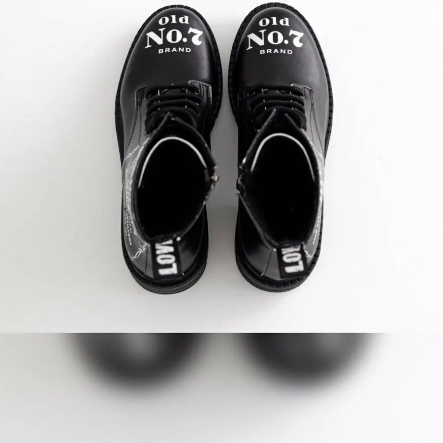 

Women Boots Limoya Ebony Black Jack Daniels Printed Black Thick Sole Boot