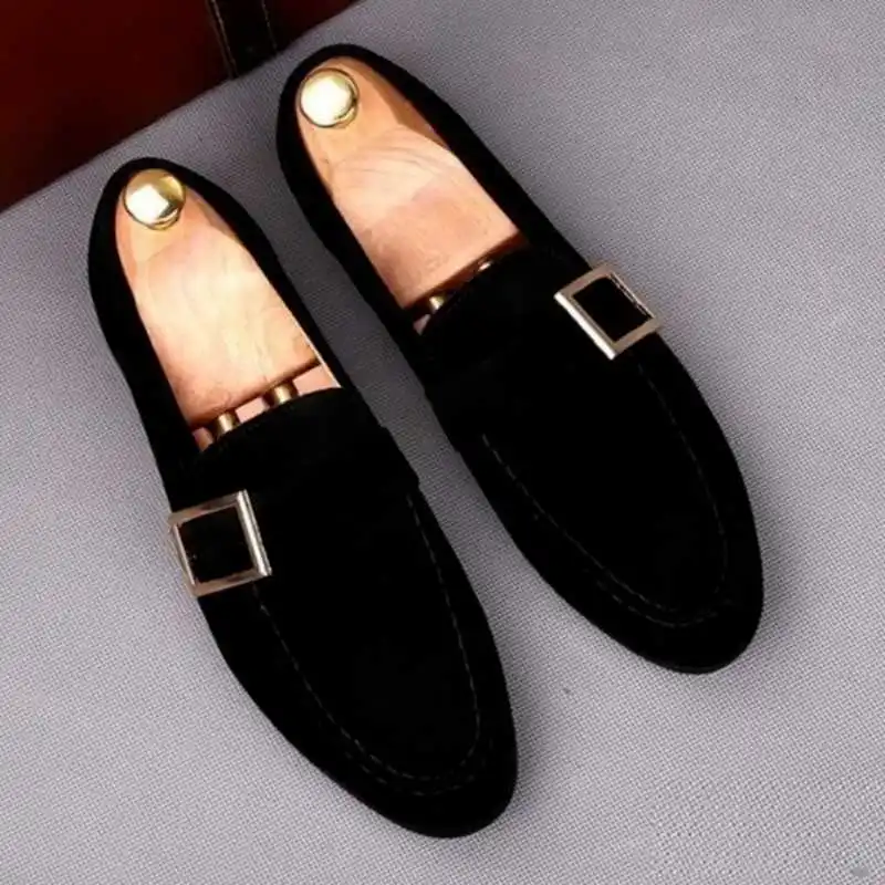 

Men Dress Shoes Casual Business Fashion Suede Leather Low Heel British Style Classic Trendy Loafers Zapatos De Hombre KN046