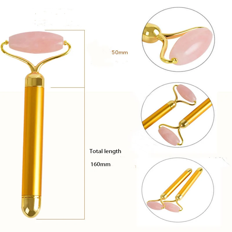Инструмент для похудения лица натуральный розовый кристалл нефрит Золотая