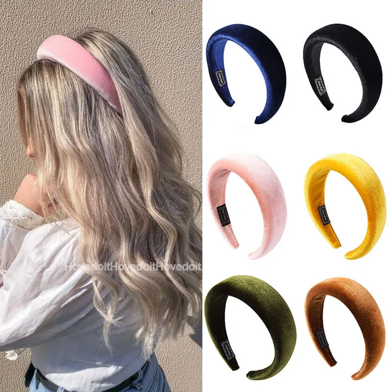 

Thicken Padded Headband Bezel Turban Women Girls Solid Colors Hairbands Headwear Ins Popular Hair Hoop Fashion Hair Accessories