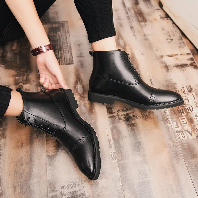 Мужские ботильоны из натуральной кожи на шнуровке размеры до 48|Ботинки| |