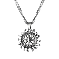 stainless steel hip hop sun pendant necklace with 60cm chain best punk rock biker gifts for men