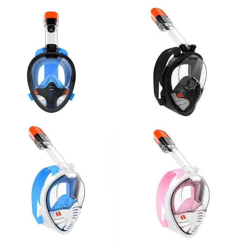 

Full Face Snorkel Mask, Snorkeling Gear with Camera Mount, Foldable 180 Degree Panoramic View Anti-Fog Anti-Leak