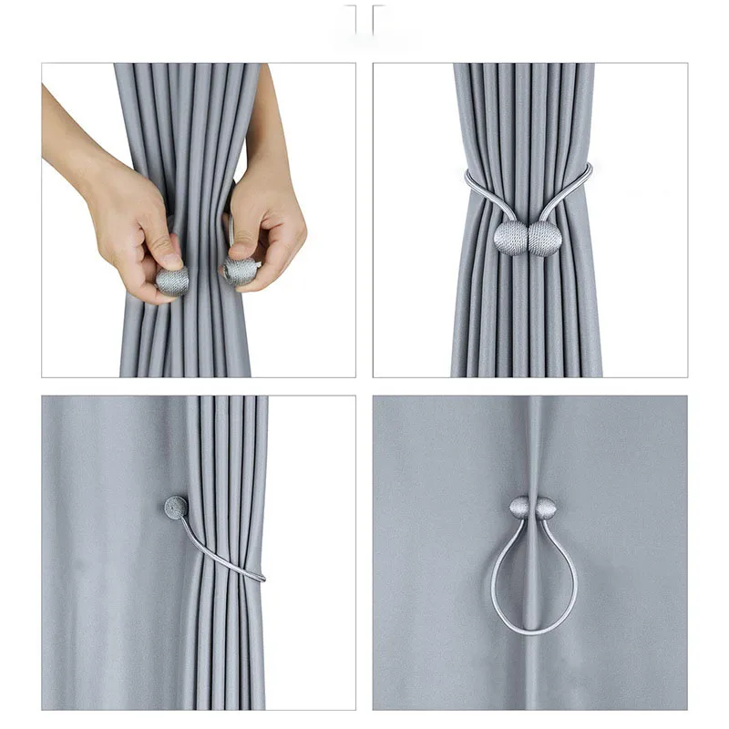 

HOT Magnetic Pearl Ball Curtain Tiebacks Tie Backs Holdbacks Buckle Clips Accessory Curtain Rods Accessoires Home Decor