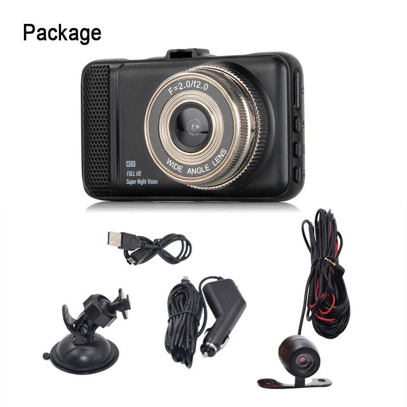 

Vikewe Car DVR Dash Cam 3 Inch FHD 1080P Video Recorder Dual Lens Vehicle Camera with Rear View Super Night Vision Dash camera