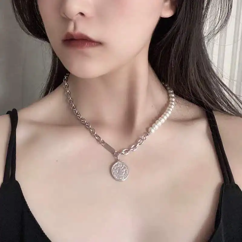 Мода искусственный жемчуг цепочка ожерелье с подвеской для женщин Love лист