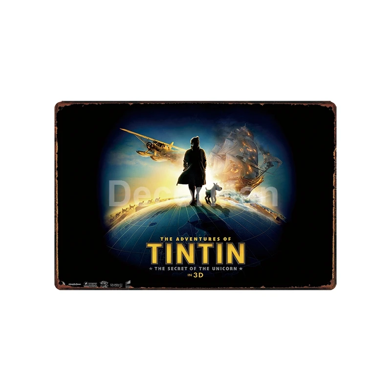 [DecorMan] TINTIN adventures мультфильм жестяная вывеска на заказ росписи картины Бар Декор LT-1828 - Цвет: sa-6346