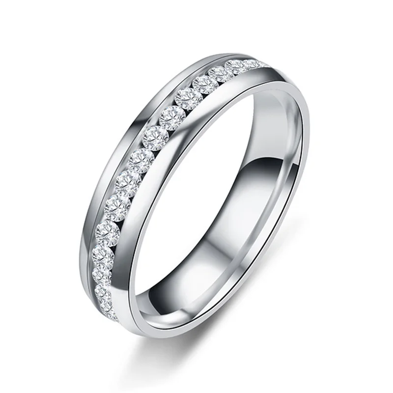 Обручальное кольцо из нержавеющей стали для женщин и мужчин титана 6 мм|crystal wedding