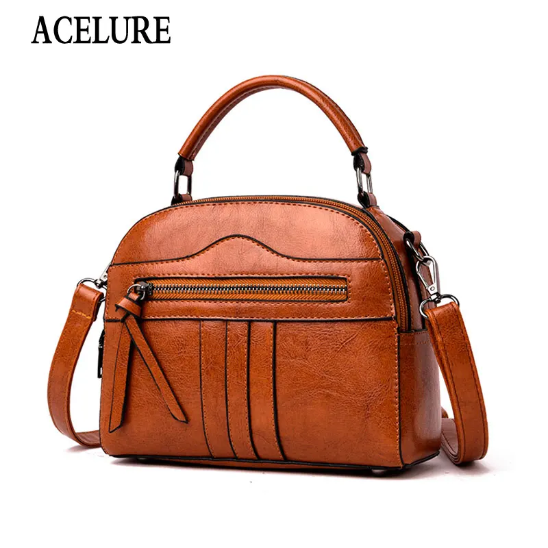 

ACELURE Luxury Solid Color Women's Small Handbags Fashion Designer Shoulder Messenger Bag Ladies PU Leather Messenger Shell Bags