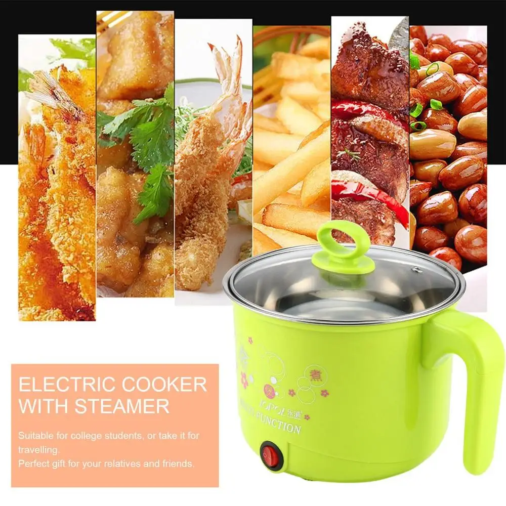 

1.8L Multifunction Stainless Steel Electric Cooker with Steamer Hot Pot Noodles Pots Rice Cooker Steamed Eggs Pan Soup Pots