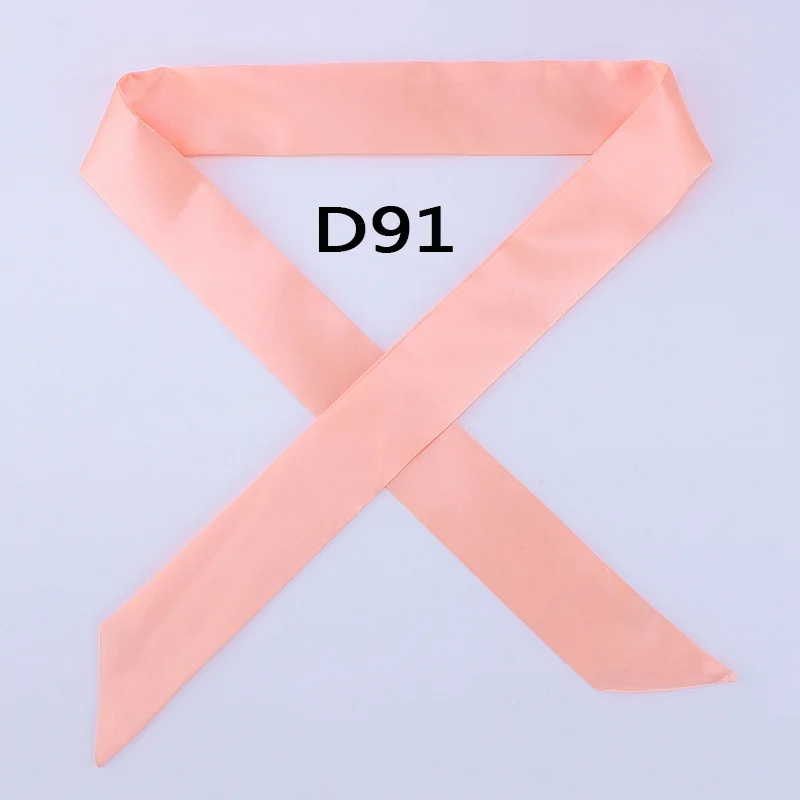D91 Горячая Мода саржевый эмуляционный Шелковый однотонный шарф для женщин маленький шарф лента Сумочка волосы длинная шаль Бандана роскошный головной шарф - Цвет: D91