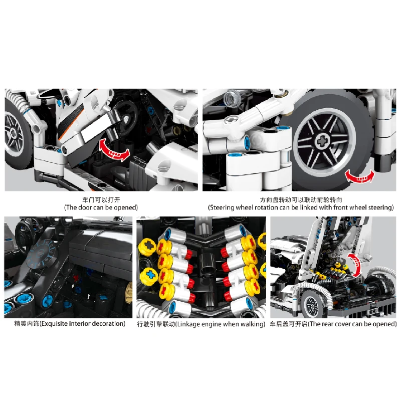 

MOC 1275pcs Classic City Sports Car Building Block Model High-Tech Speed Roadster Kid Toy Assembled DIY Bricks birthday Gifts