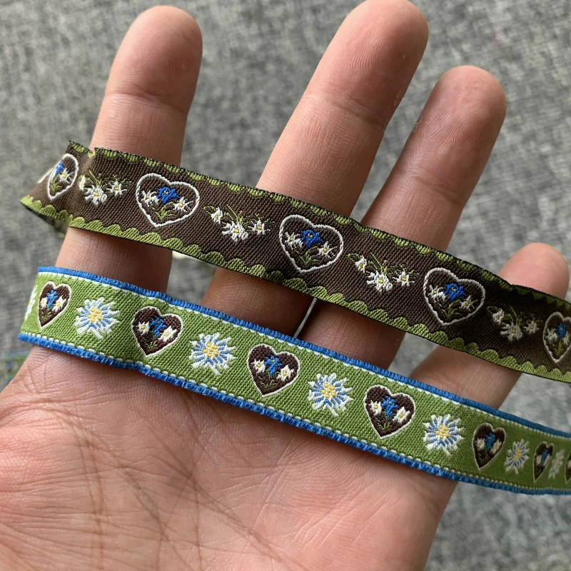 

10YARD 5/8 Inch 16MM Hearts And Flowers Jacquard Cartoon Ribbon
