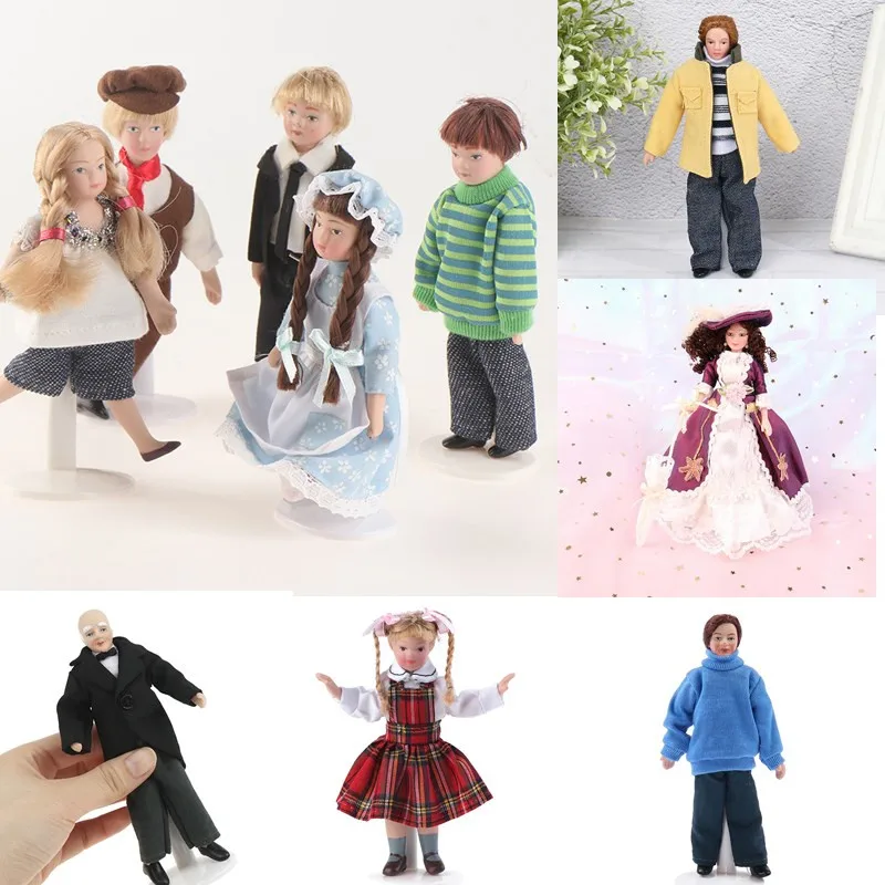 1:12 Porcelain Doll People Model Beautiful Youth Boy Girl Doll Victorian Elegant Lady MadamDollhouse Miniature