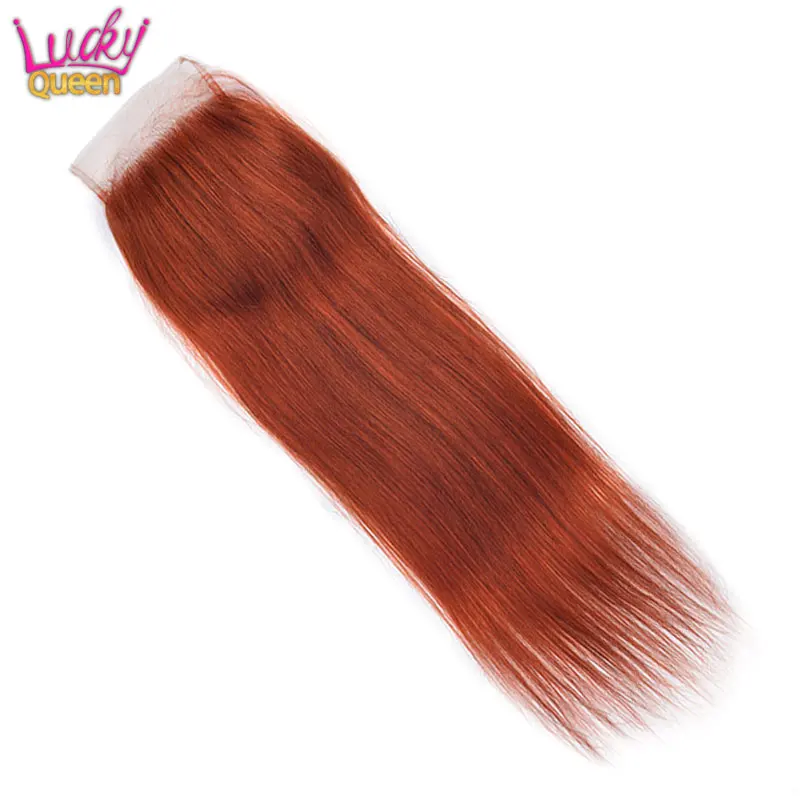 

Lucky Queen Brazilian Straight Orange Colored Hair Bundles With 4x4 Lace Closure Human Hair 3 Bundles With Closure Remy Hair