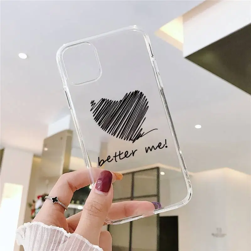 

Couples Cartoon Lovely Heart Painted Phone Case Clear Transparent for iPhone 11 12 mini pro XS MAX 8 7 6 6S Plus X 5S SE XR 2020